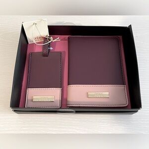 NWT TRINA TURK Passport Wallet and Luggage Tag Bordeaux Travel Gift Set